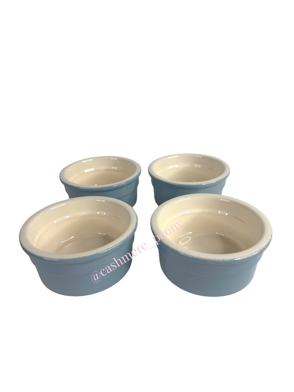 Set of 4 Pots & Co Cermer Ramekins - BLUE Oven/Microwave/Freezer/Dishwasher 